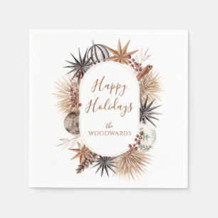 Serviette En Papier Rustique moderne Boho Noël personnalisé