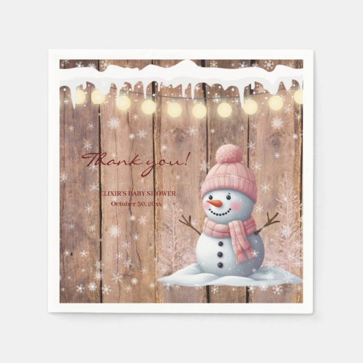 Serviette En Papier Rustique moderne Elegant Baby shower Snowman (Devant)
