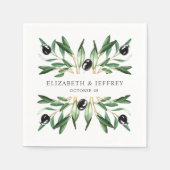 Serviette En Papier Rustique Moderne Géométrique Branches en Olive Mar (Devant)