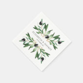Serviette En Papier Rustique Moderne Géométrique Branches en Olive Mar (Coin)