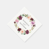 Serviette En Papier Rustique Moody Floral | Mariage personnalisé (Coin)