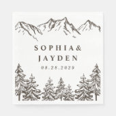 Serviette En Papier Rustique Mountain Elegant Mariage d'aquarelle pin (Devant)