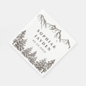 Serviette En Papier Rustique Mountain Elegant Mariage d'aquarelle pin (Coin)