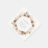 Serviette En Papier Rustique Neutre Boho Floral Nom S2 (Coin)