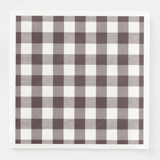Serviette En Papier Rustique Neutre Brown Blanc En vichy Buffalo Plaid (Devant)