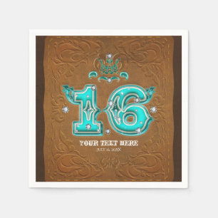 Serviette En Papier Rustique occidental Cuir Brown Look & Diamants 16