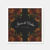 Serviette En Papier Rustique Orange Noir Élégant Mariage Invitation (Devant)