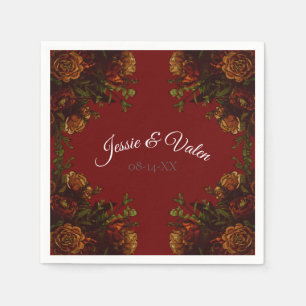 Serviette En Papier Rustique Orange Red Fall Élégant Mariage gothique