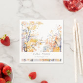 Serviette En Papier Rustique Pastel Jaune automne Mariage paysage auto (En situation)