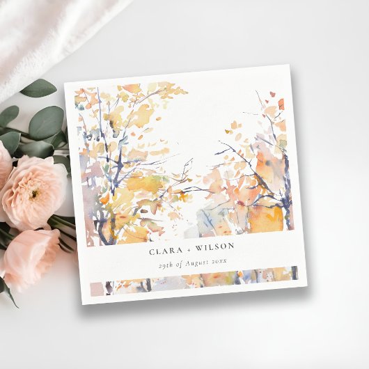 Serviette En Papier Rustique Pastel Jaune automne Mariage paysage auto