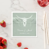 Serviette En Papier Rustique Pastel Sage Vert Blanc Vache Occidentale  (En situation)