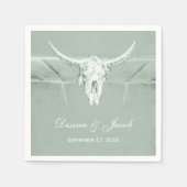 Serviette En Papier Rustique Pastel Sage Vert Blanc Vache Occidentale  (Devant)