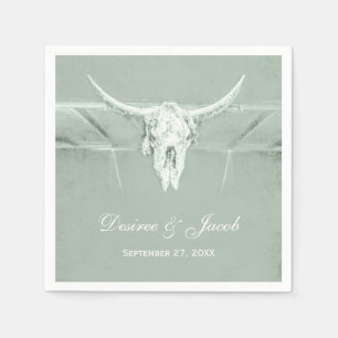 Serviette En Papier Rustique Pastel Sage Vert Blanc Vache Occidentale 