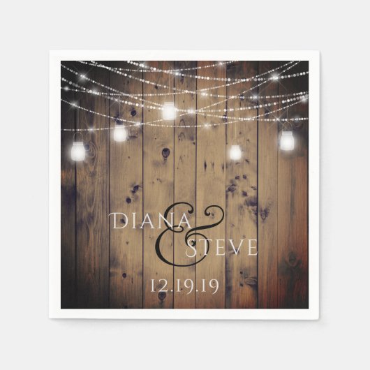 Serviette En Papier Rustique Pays Bois Mason Mariage Jar (Devant)