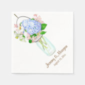Serviette En Papier Rustique Pays Mason Fleurs Jar Blue Hydrangeas (Devant)