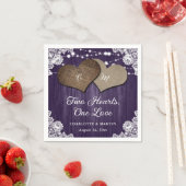 Serviette En Papier Rustique Pays Violet Bois Burlap Mariage dentelle (En situation)