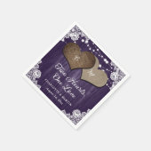 Serviette En Papier Rustique Pays Violet Bois Burlap Mariage dentelle (Coin)