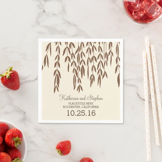 Serviette En Papier rustique pays willow branches mariage (En situation)