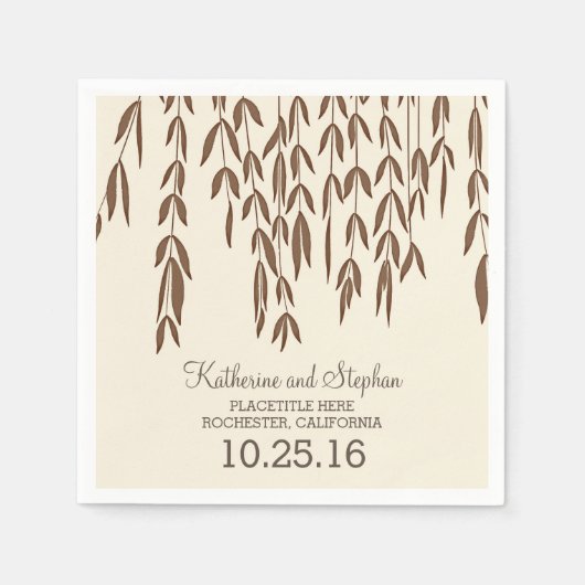 Serviette En Papier rustique pays willow branches mariage (Devant)