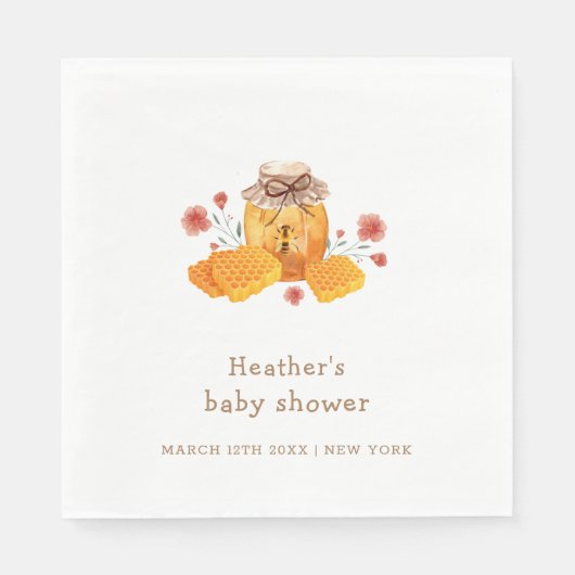 Serviette En Papier Rustique Petit Fleur sauvage Baby shower d'abeille (Devant)