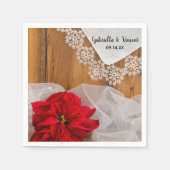 Serviette En Papier Rustique Poinsettia et dentelle Mariage de grange (Devant)