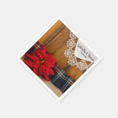 Serviette En Papier Rustique Poinsettia et Plaid Country Mariage d'hiv (Coin)