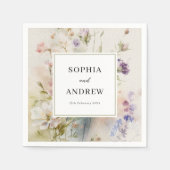 Serviette En Papier Rustique Retro Fleur sauvage d'aquarelle Mariage (Devant)