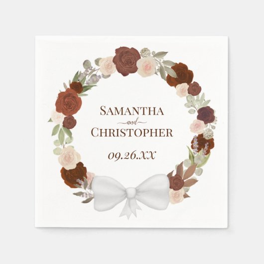 Serviette En Papier Rustique Rose d'automne ont couronné un mariage él (Devant)