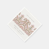 Serviette En Papier Rustique rose vert Floral Paisley Motif Mariage (Coin)