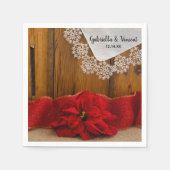 Serviette En Papier Rustique Rouge Poinsettia Pays Mariage d'hiver (Devant)