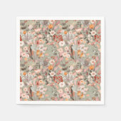 Serviette En Papier Rustique Sage Taupe Floral Boho Motif Botanique (Devant)