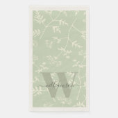 Serviette En Papier Rustique Sage vert Botanique Floral Monogramme (Devant)