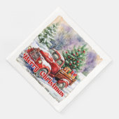 Serviette en papier rustique scène de Noël camion (Coin)
