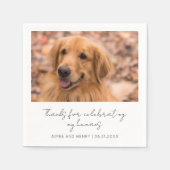 Serviette En Papier Rustique Script Chien Photo Mariage moderne (Devant)