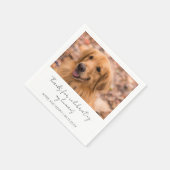 Serviette En Papier Rustique Script Chien Photo Mariage moderne (Coin)