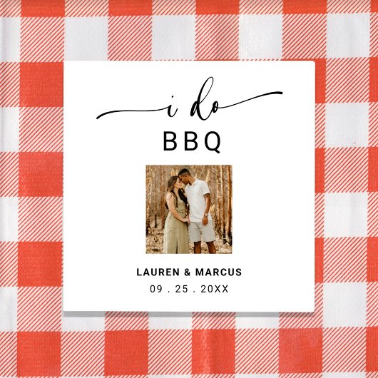 Serviette En Papier Rustique Script Photo I Do BQ Engagement Party