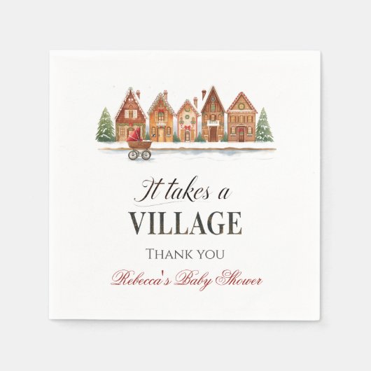 Serviette En Papier Rustique Stroller Village Maisons Baby shower d'hi (Devant)