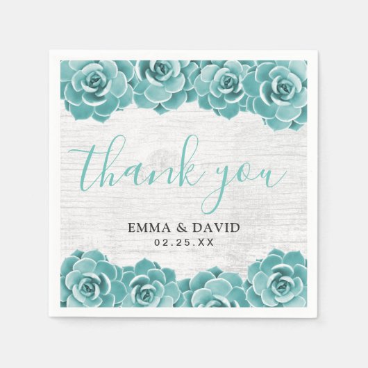 Serviette En Papier Rustique Succulent Floral Élégant Mariage de print (Devant)