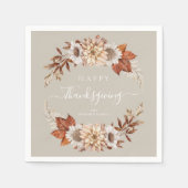 Serviette En Papier Rustique Taupe - Feuilles d'automne Bon thanksgivi (Devant)