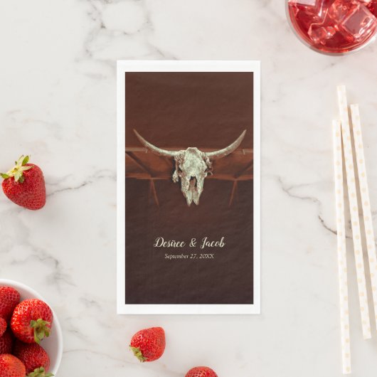 Serviette En Papier Rustique Taureau Mariage Brown Pays Ouest (En situation)