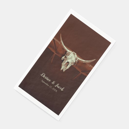 Serviette En Papier Rustique Taureau Mariage Brown Pays Ouest (Coin)