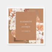 Serviette En Papier Rustique Terracotta Boho Pampas Orchidées Mariage (Devant)