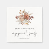 Serviette En Papier Rustique Terracotta Florales Script (Devant)