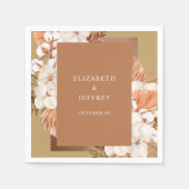 Serviette En Papier Rustique Terracotta Gold Boho Pampas Orchidées Mar (Devant)