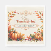 Serviette En Papier Rustique Thanksgiving Citrouilles & Berries Custom (Devant)