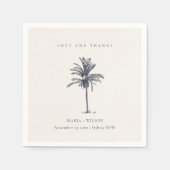 Serviette En Papier Rustique Tropical Navy Palm Tree Mariage Merci (Devant)