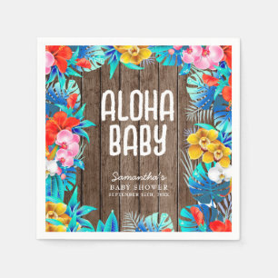 Serviette En Papier Rustique Tropical Palm Feuilles Baby shower Aloha