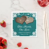 Serviette En Papier Rustique Turquoise Burlap Lace Mariage (En situation)