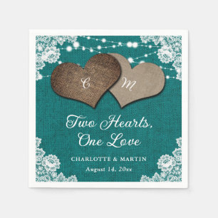 Serviette En Papier Rustique Turquoise Burlap Lace Mariage