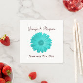 Serviette En Papier Rustique Turquoise Daisy Personnalisé Mariage Cock (En situation)